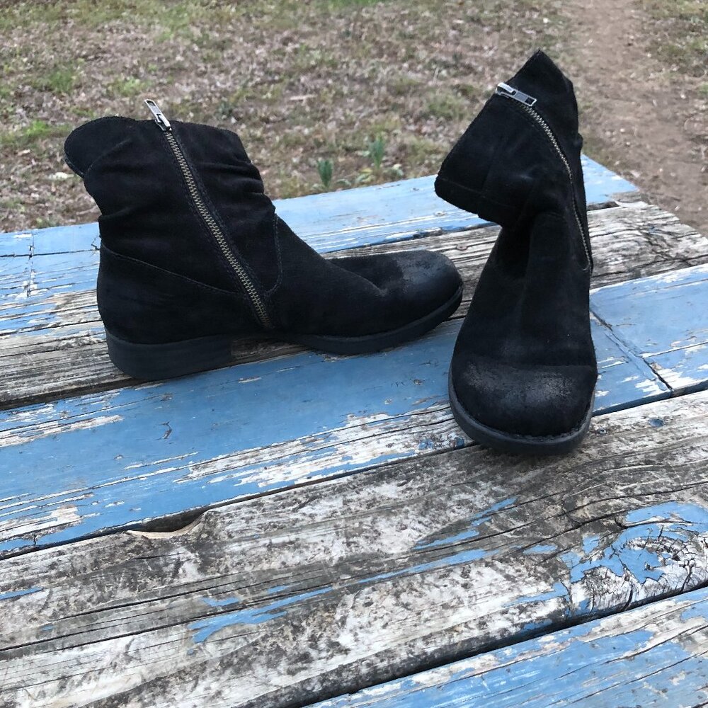 Born Black Suede Ankle Booties with Side Zipper